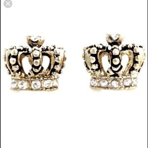 juicy couture silver crown stud earring with detailed back